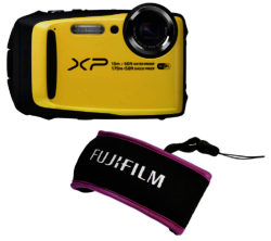 FUJIFILM  XP90 Tough Compact Camera & XP Float Strap Yellow & Purple Bundle